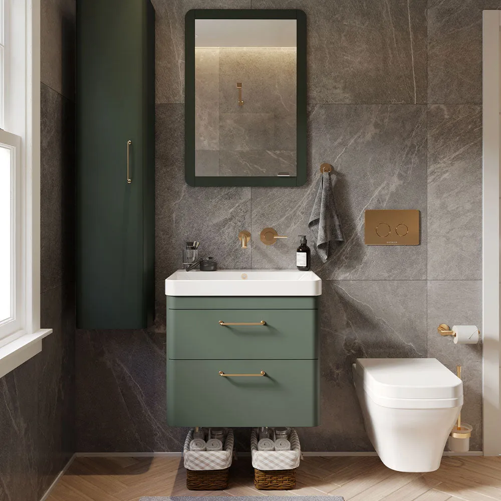 Saneux Matt Sage Wall Hung Vanity Unit and Sink (600mm)