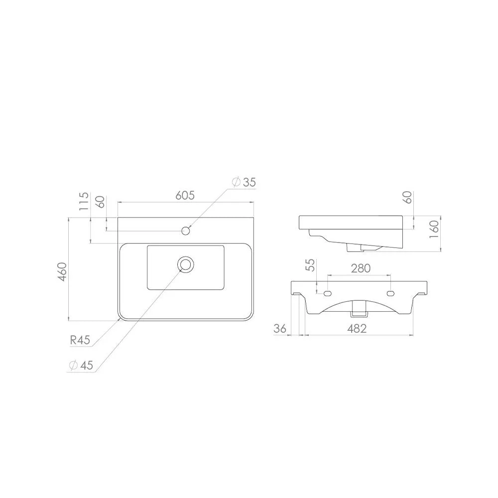 Saneux Matt Sage Wall Hung Vanity Unit and Sink (600mm)