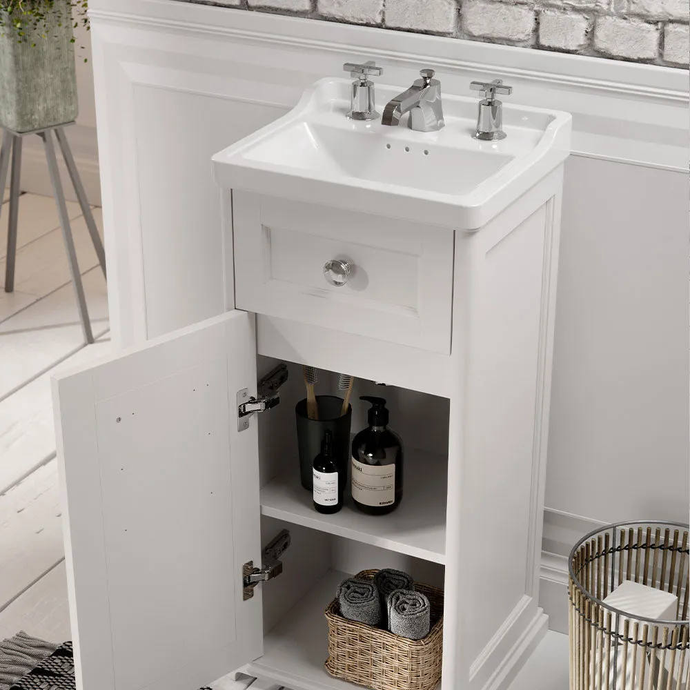 Saneux Matt White Floor Standing Vanity Unit and Sink (400mm)