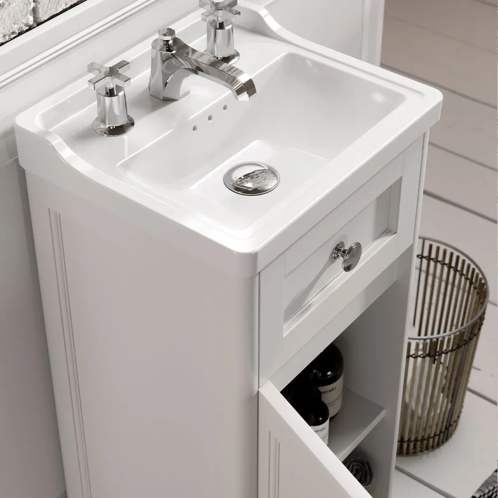 Saneux Matt White Floor Standing Vanity Unit and Sink (400mm)