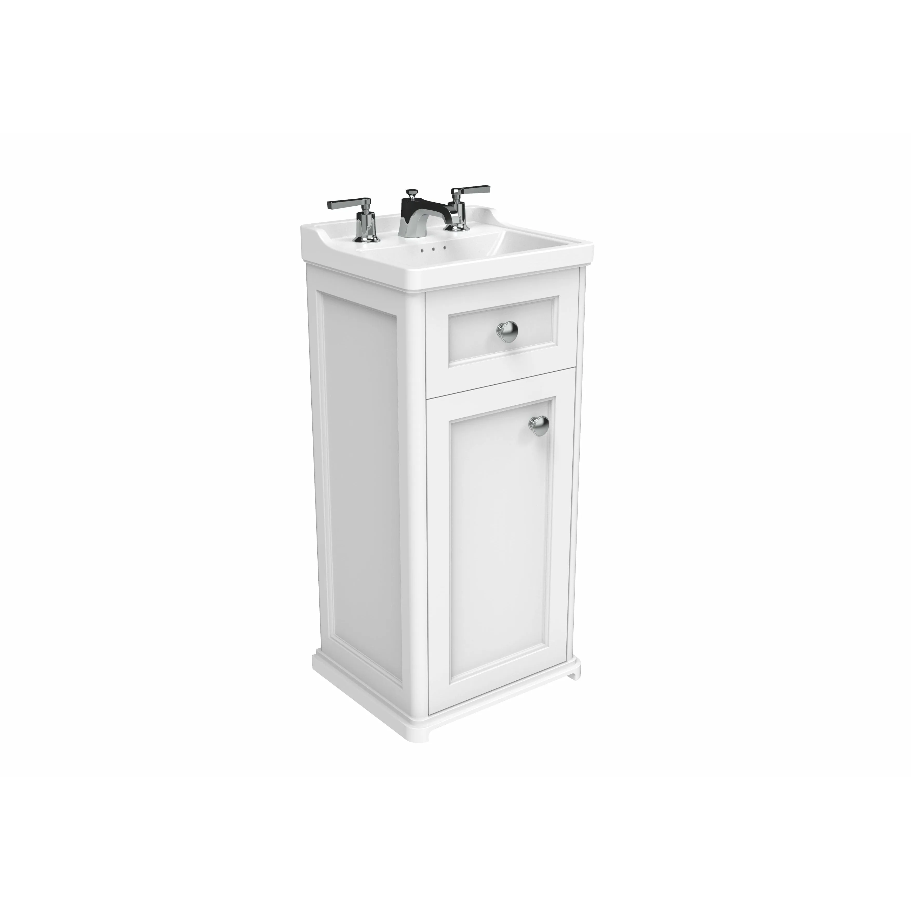 Saneux Matt White Floor Standing Vanity Unit and Sink (400mm)