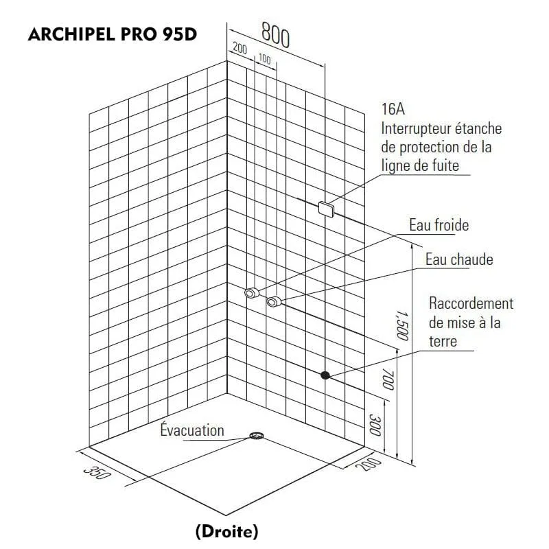 Sauna Hammam HAMMAM ARCHIPEL® PRO 95D SHOWER CABIN (95X95CM) - 1 PLACE - MK530196931