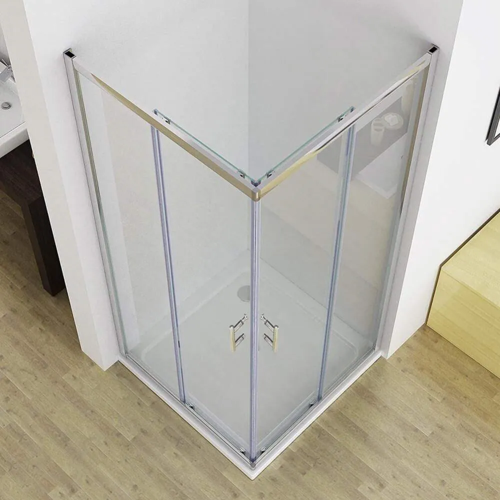 Square Corner Entry Shower Enclosure Double Door