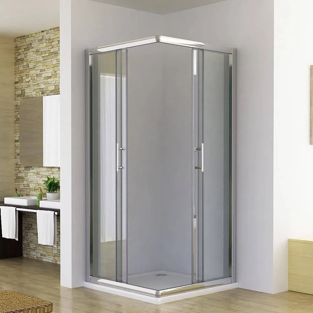 Square Corner Entry Shower Enclosure Double Door