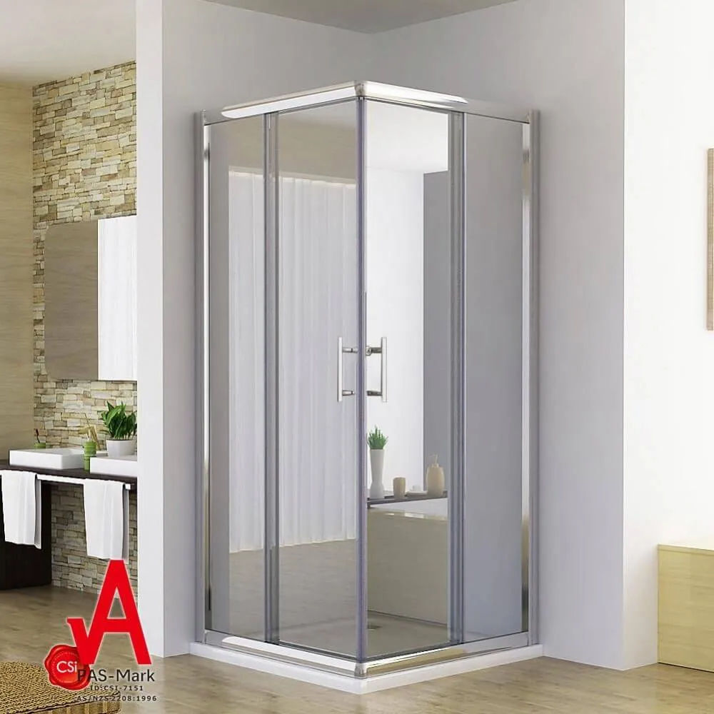 Square Corner Entry Shower Enclosure Double Door