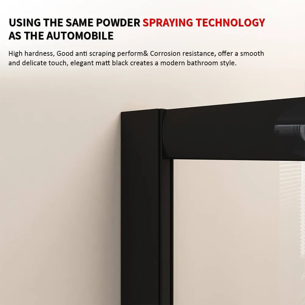 Square Corner Sliding Doors Shower Screen Matt Black