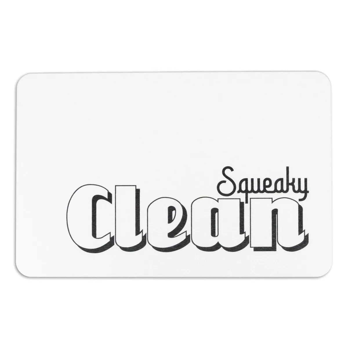 Squeaky Clean Bathmat - White Black Bath Rug - Funny Bathroom Decor - Cute Fun Bath Mat - Quick Absorbent Gift - Stone Non Slip Bath Mat