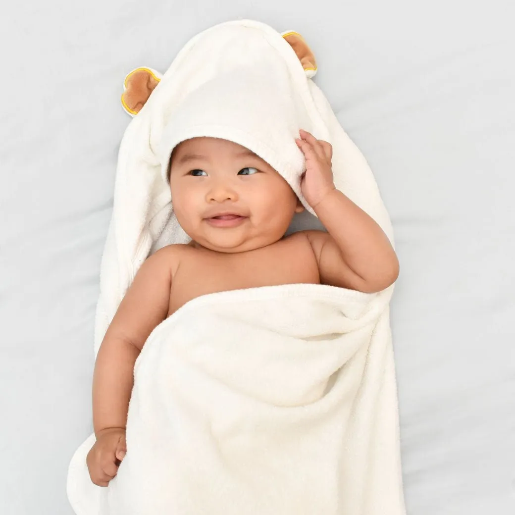 Super Soft Bamboo Hooded Towel   Washcloth Set - Brown Bear