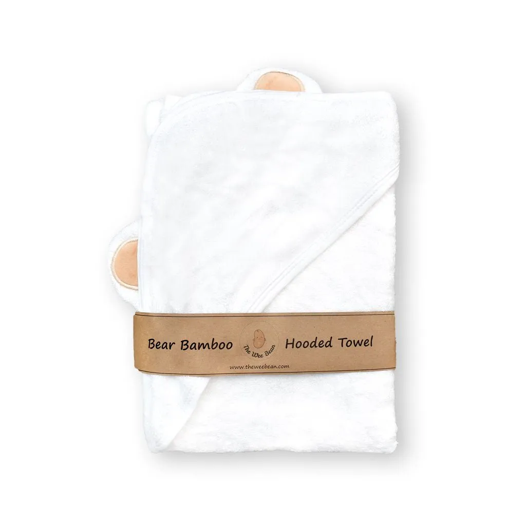 Super Soft Bamboo Hooded Towel   Washcloth Set - Brown Bear