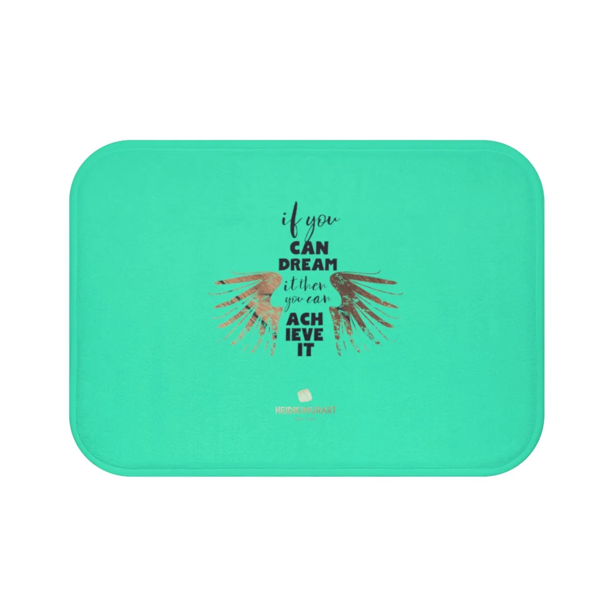 Turquoise Blue Motivational Bath Mat, "If You Can Dream It, You Can Achieve It", Inspirational Bath Mat