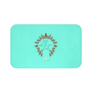 Turquoise Blue Motivational Bath Mat, "Your Vibe Attracts Your Tribe", Inspirational Bath Mat- Printed in USA