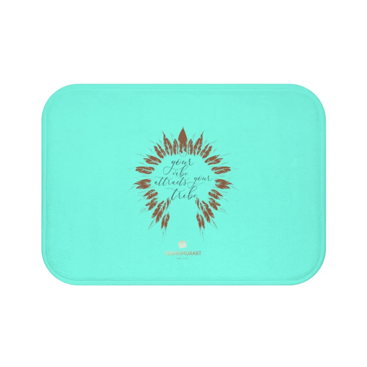 Turquoise Blue Motivational Bath Mat, "Your Vibe Attracts Your Tribe", Inspirational Bath Mat- Printed in USA