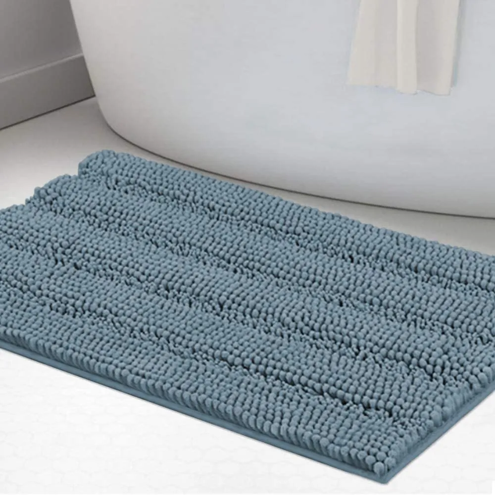 Turquoize Bathroom Runner Extra Long Bathroom Rug Blue Chenille Bath Rug Non Slip Shaggy Bath Mat Shag Shower Mat, Soft and Cozy, Super Absorbent Water, Washable Rug