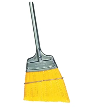 Upright Broom, Yellow Flagged Poly Angled, Large Flare, Steel Handle - pack of 12