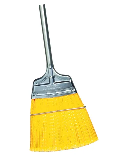 Upright Broom, Yellow Flagged Polypropylene, Steel Handle - pack of 12