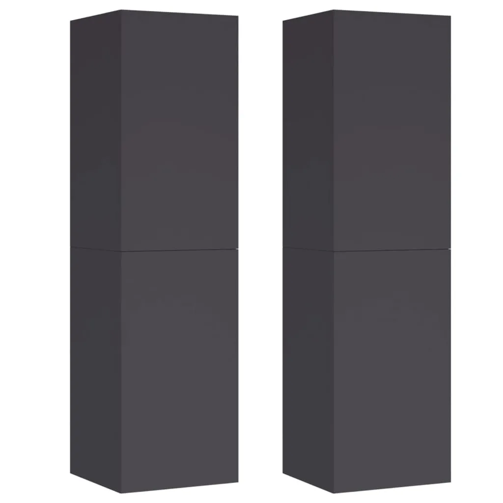 vidaXL TV Cabinets 2 pcs Grey 30.5x30x110 cm Engineered Wood