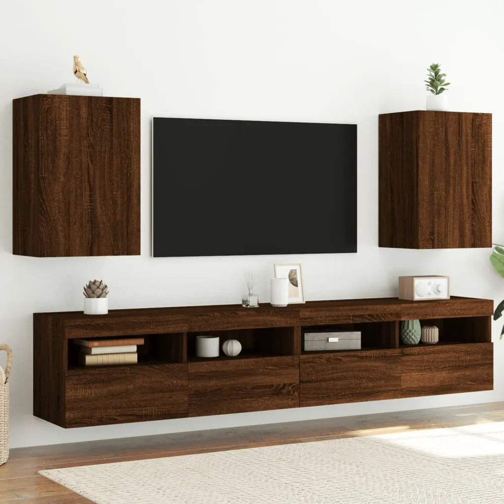 vidaXL TV Wall Cabinets 2 pcs Brown Oak 40.5x30x60 cm Engineered Wood