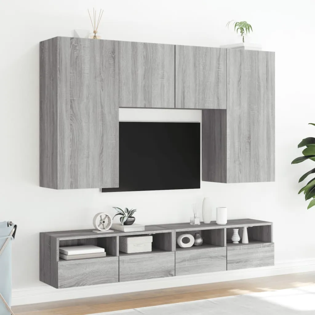 vidaXL TV Wall Cabinets 2 pcs Grey Sonoma 100x30x30 cm Engineered Wood