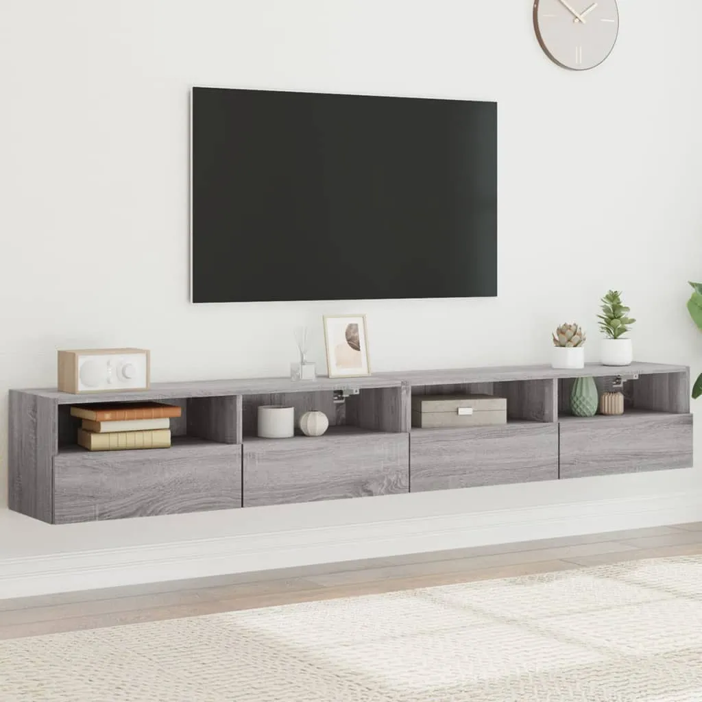 vidaXL TV Wall Cabinets 2 pcs Grey Sonoma 100x30x30 cm Engineered Wood