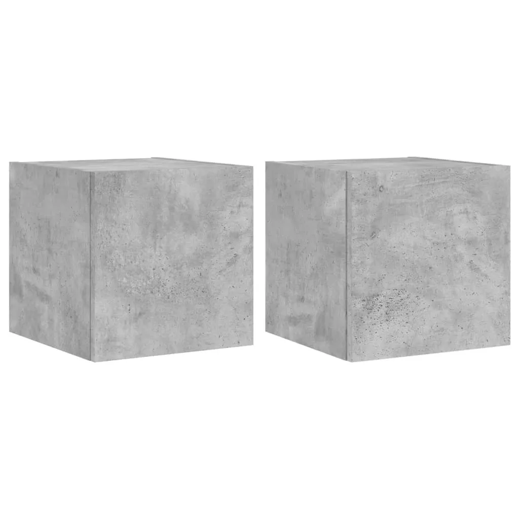 vidaXL TV Wall Cabinets with LED Lights 2 pcs Concrete Grey 30.5x35x30 cm