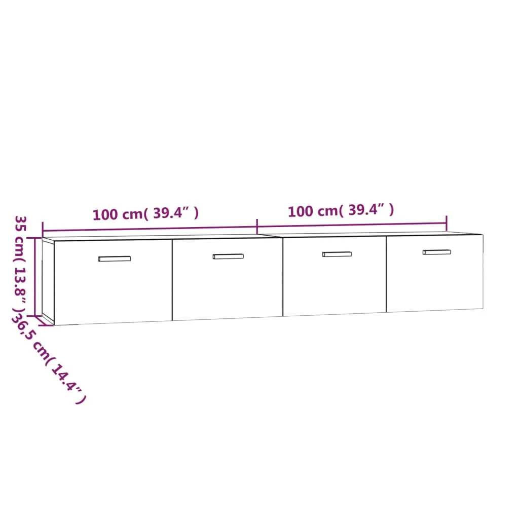 vidaXL Wall Cabinets 2 pcs Grey Sonoma 100x36.5x35 cm Engineered Wood