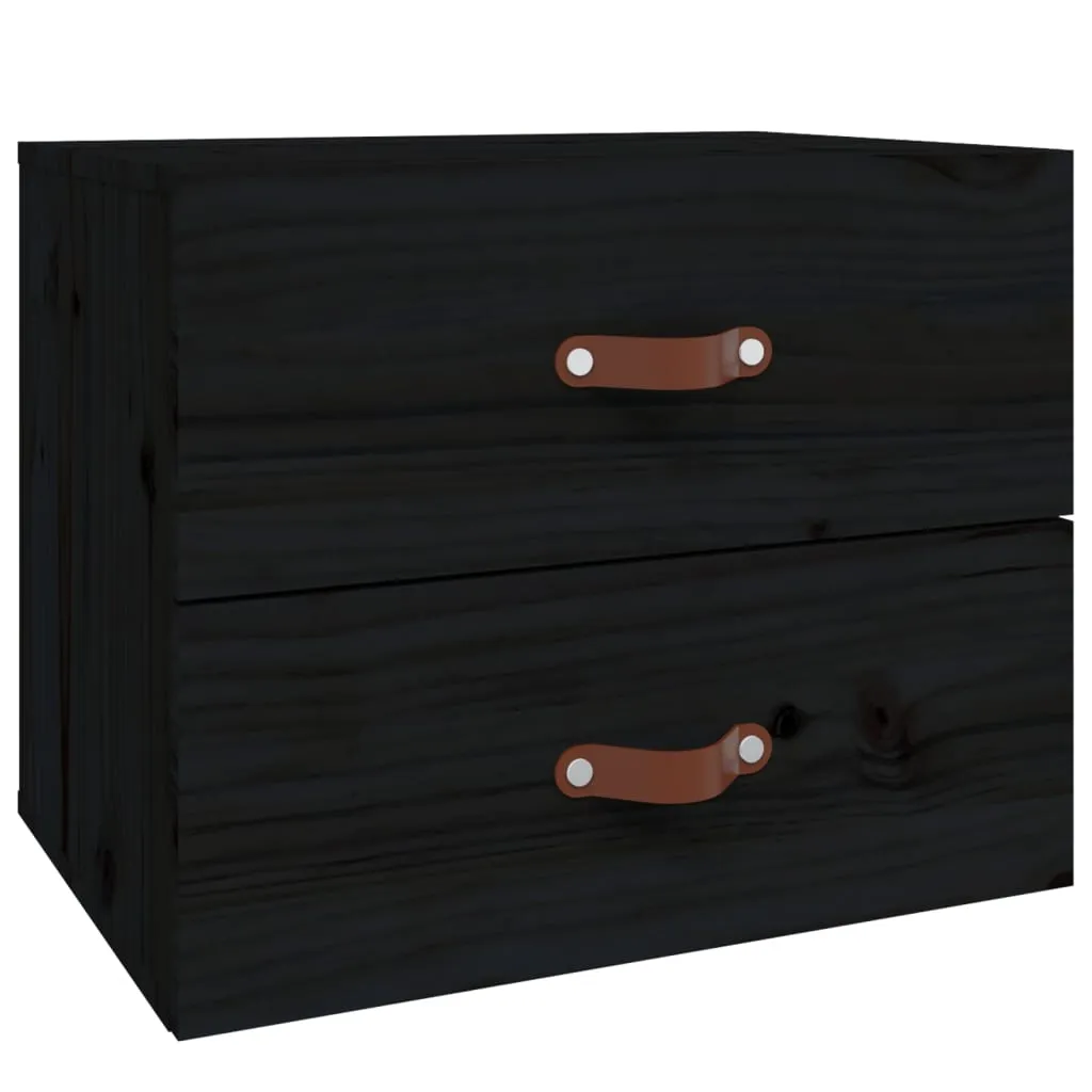 vidaXL Wall-mounted Bedside Cabinets 2 pcs Black 50x36x40 cm