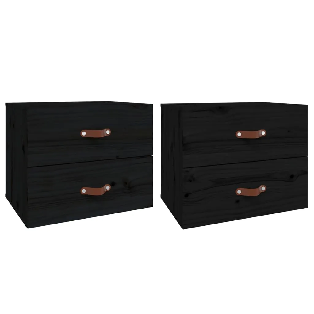 vidaXL Wall-mounted Bedside Cabinets 2 pcs Black 50x36x40 cm