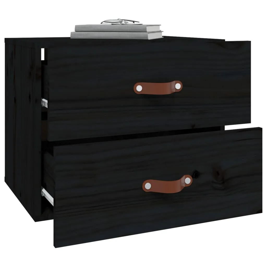 vidaXL Wall-mounted Bedside Cabinets 2 pcs Black 50x36x40 cm