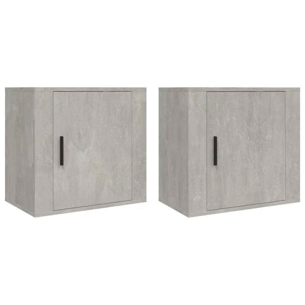 vidaXL Wall-mounted Bedside Cabinets 2 pcs Concrete Grey 50x30x47 cm