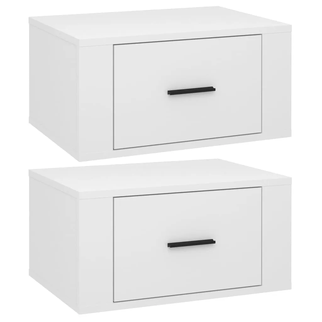 vidaXL Wall-mounted Bedside Cabinets 2 pcs High Gloss White 50x36x25cm