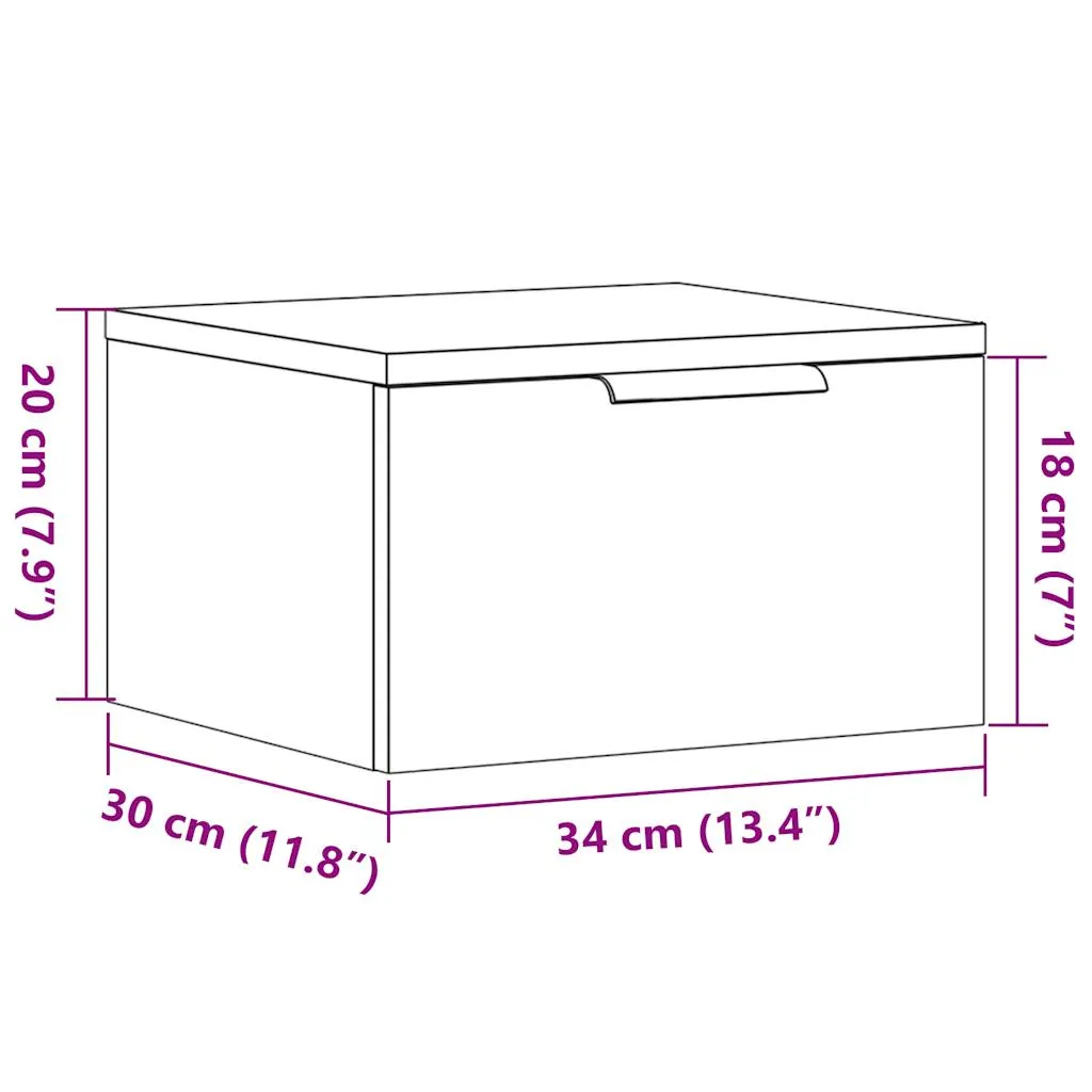 vidaXL Wall-mounted Bedside Cabinets 2 pcs Old Wood 34x30x20 cm