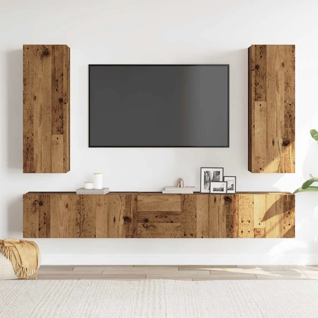 vidaXL Wall Mounted TV cabinets 5 pcs Old Wood Engineered Wood