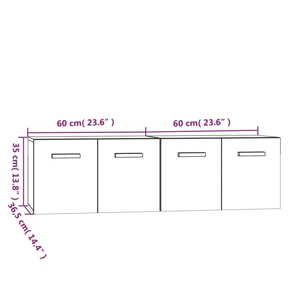 Wall Cabinets 2 pcs Brown Oak 60x36.5x35 cm Engineered Wood