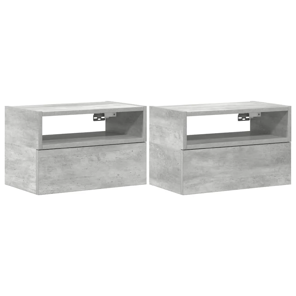 Wall-mounted Bedside Cabinets 2 pcs Concrete Grey 45x26x28.5 cm