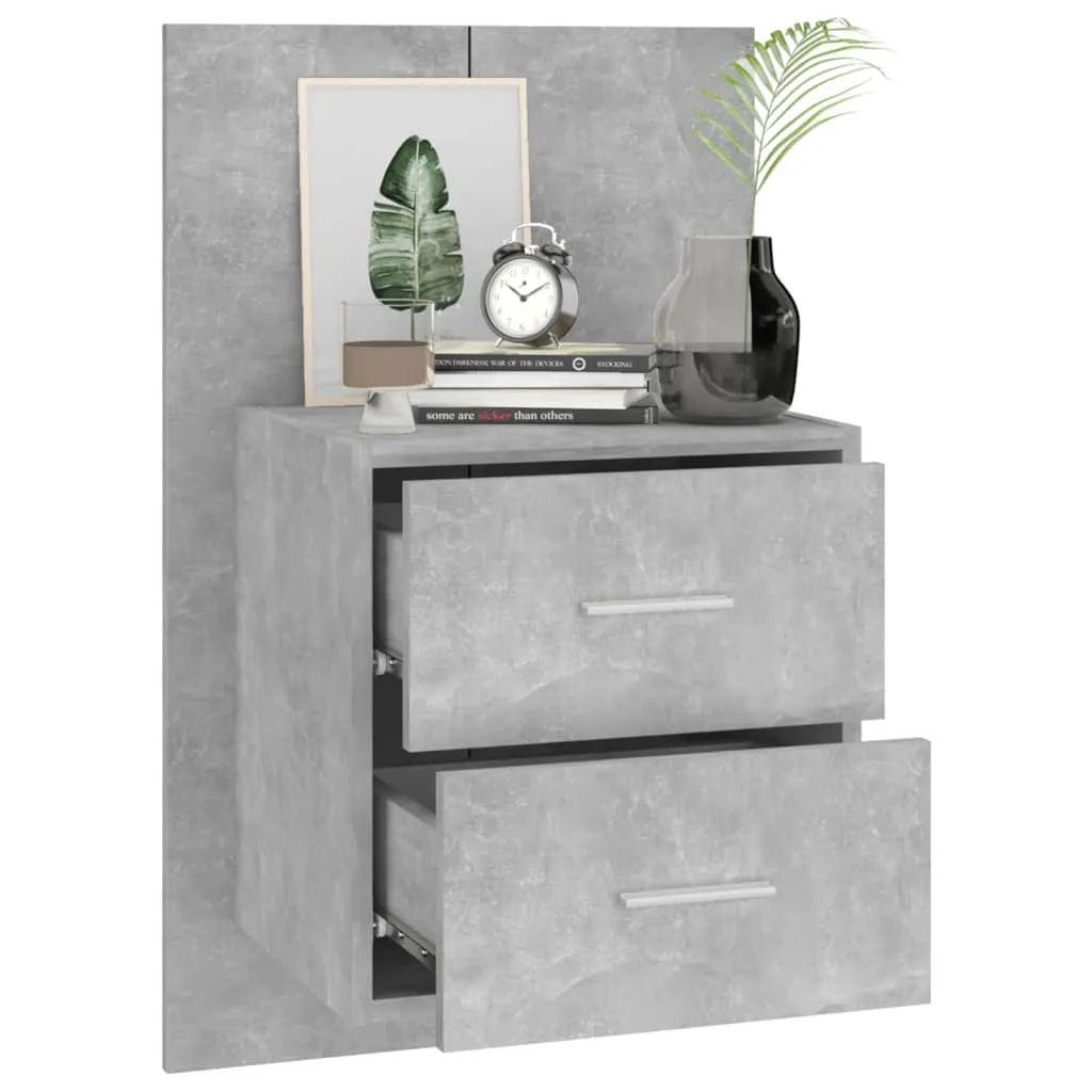 Wall-mounted Bedside Cabinets 2 pcs Concrete Grey