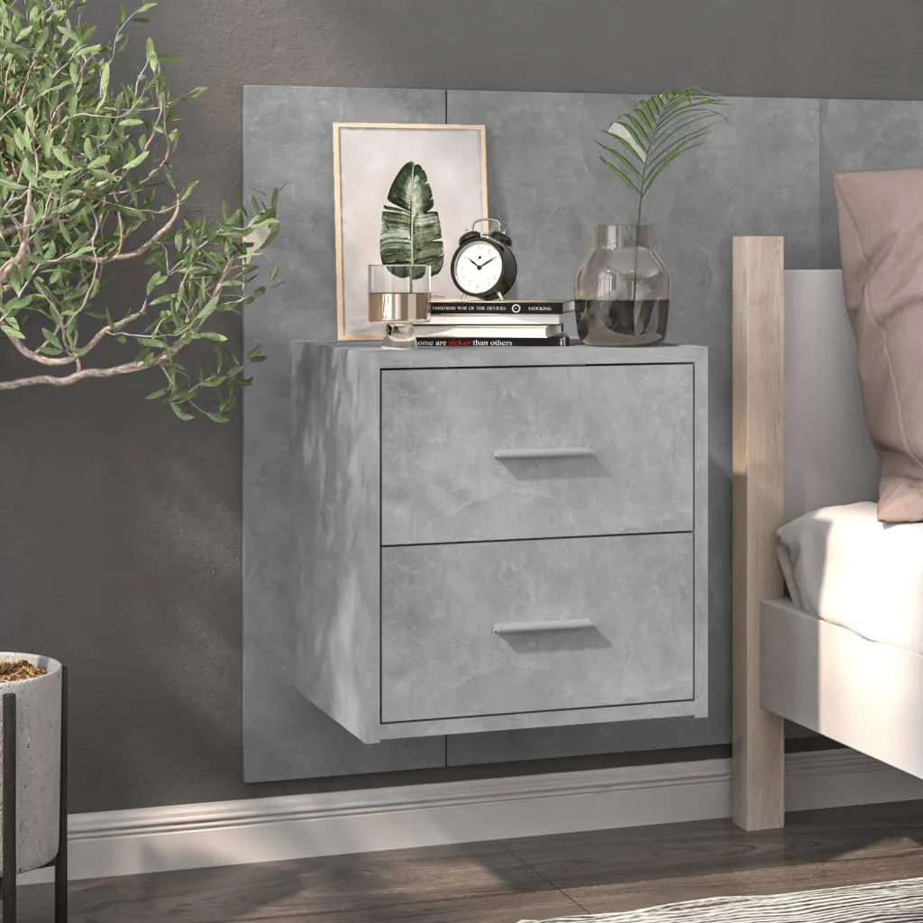 Wall-mounted Bedside Cabinets 2 pcs Concrete Grey