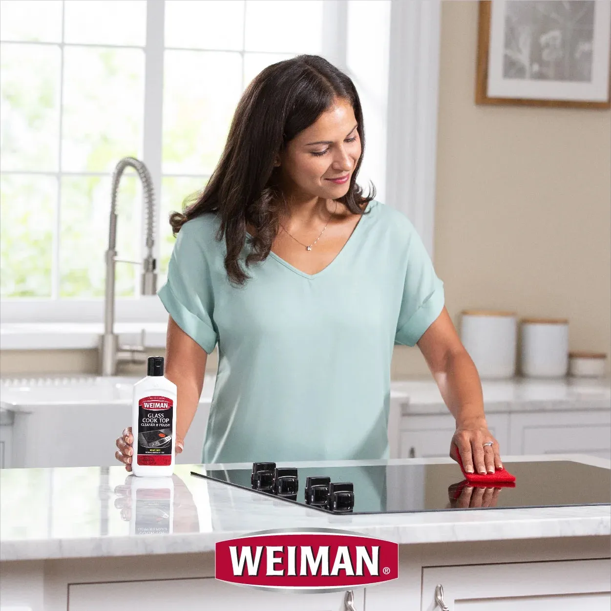 Weiman Cooktop Cleaner and Polish Cream for Glass, Ceramic and Induction Surfaces -15 oz, Unscented