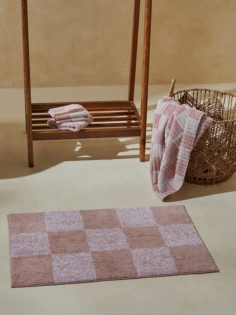 Westside Home Pink Checkered Design Bathmat