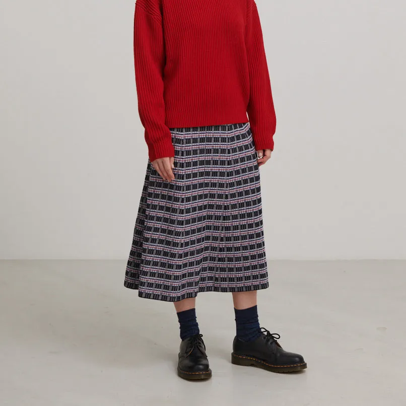 Women's Jacquard Rib Skirt in 100% Merino (XS-L)