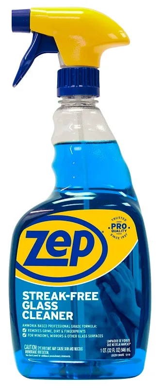 Zep ZU112032 Glass Cleaner, 32 oz, Liquid, Pleasant, Dark Blue :EA: QUANTITY: 1